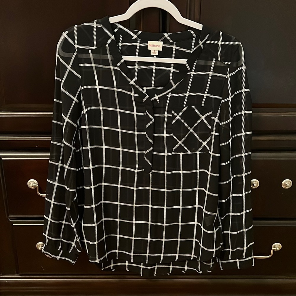 Merona sheer plaid blouse